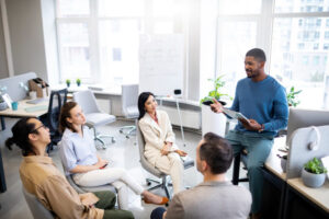 A group of people having conversation