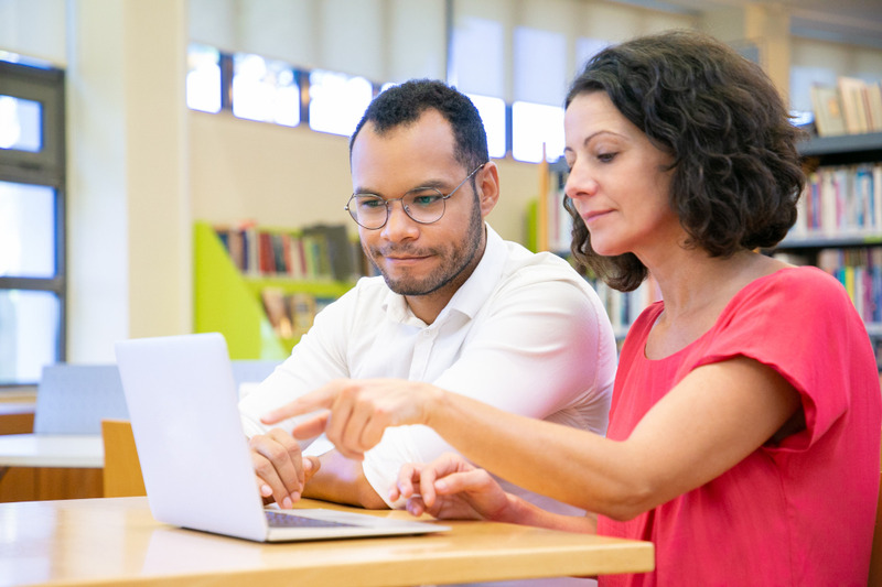 two people discussing on some learning things