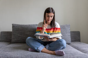 A girl reading a book