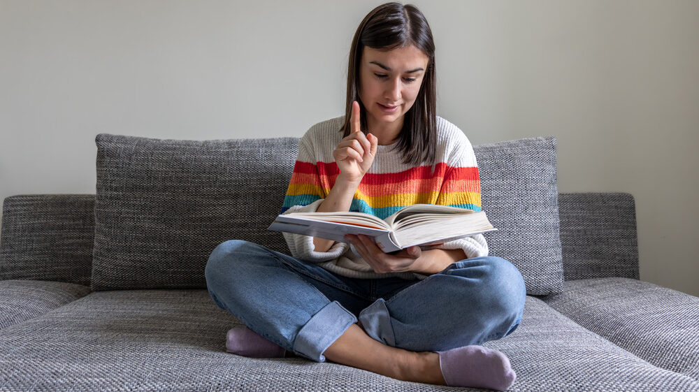 A girl reading a book