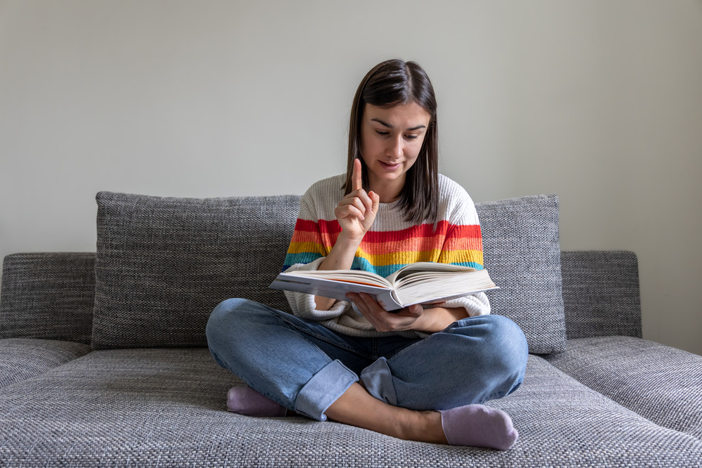 A girl reading a book