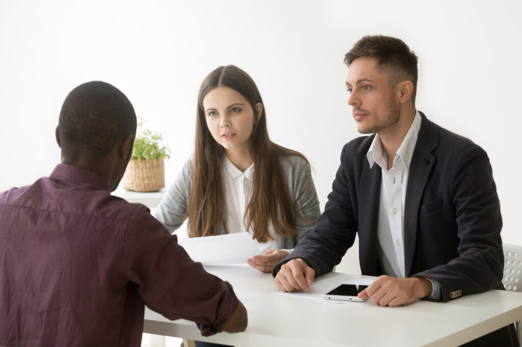 people having conversation during the interview