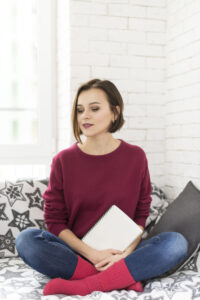 A lady with book 