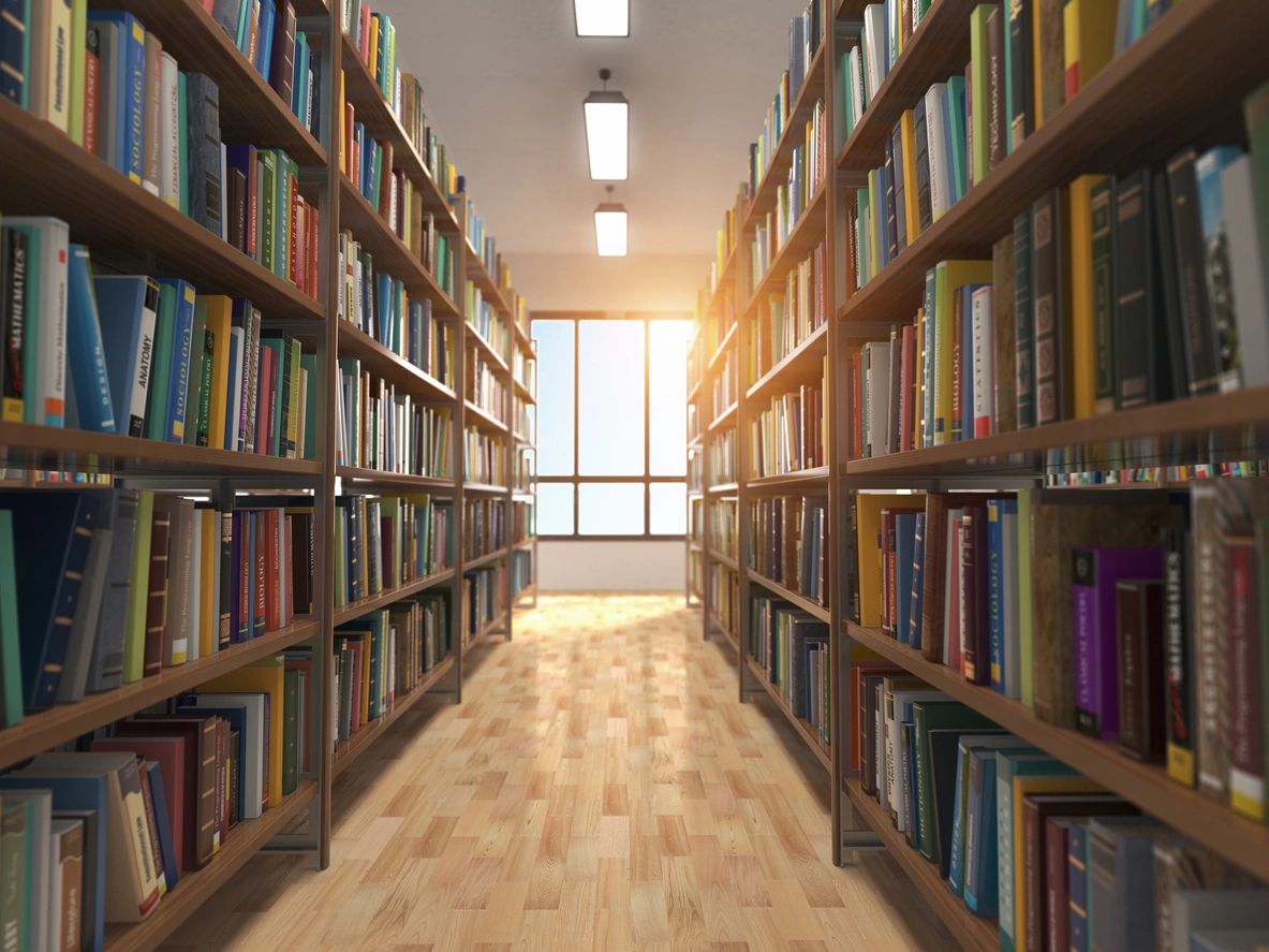 image of a library, free library resources 