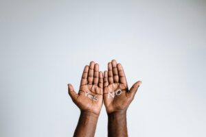 hand showing yes on side of the palm and no on the other side of the palm