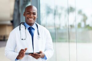 Smiling African American doctor